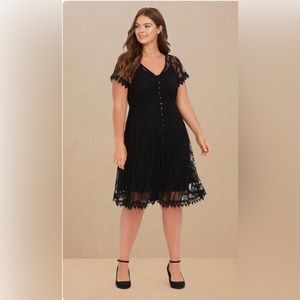 Mini Lace Button-Front Shirt Dress Size 26W